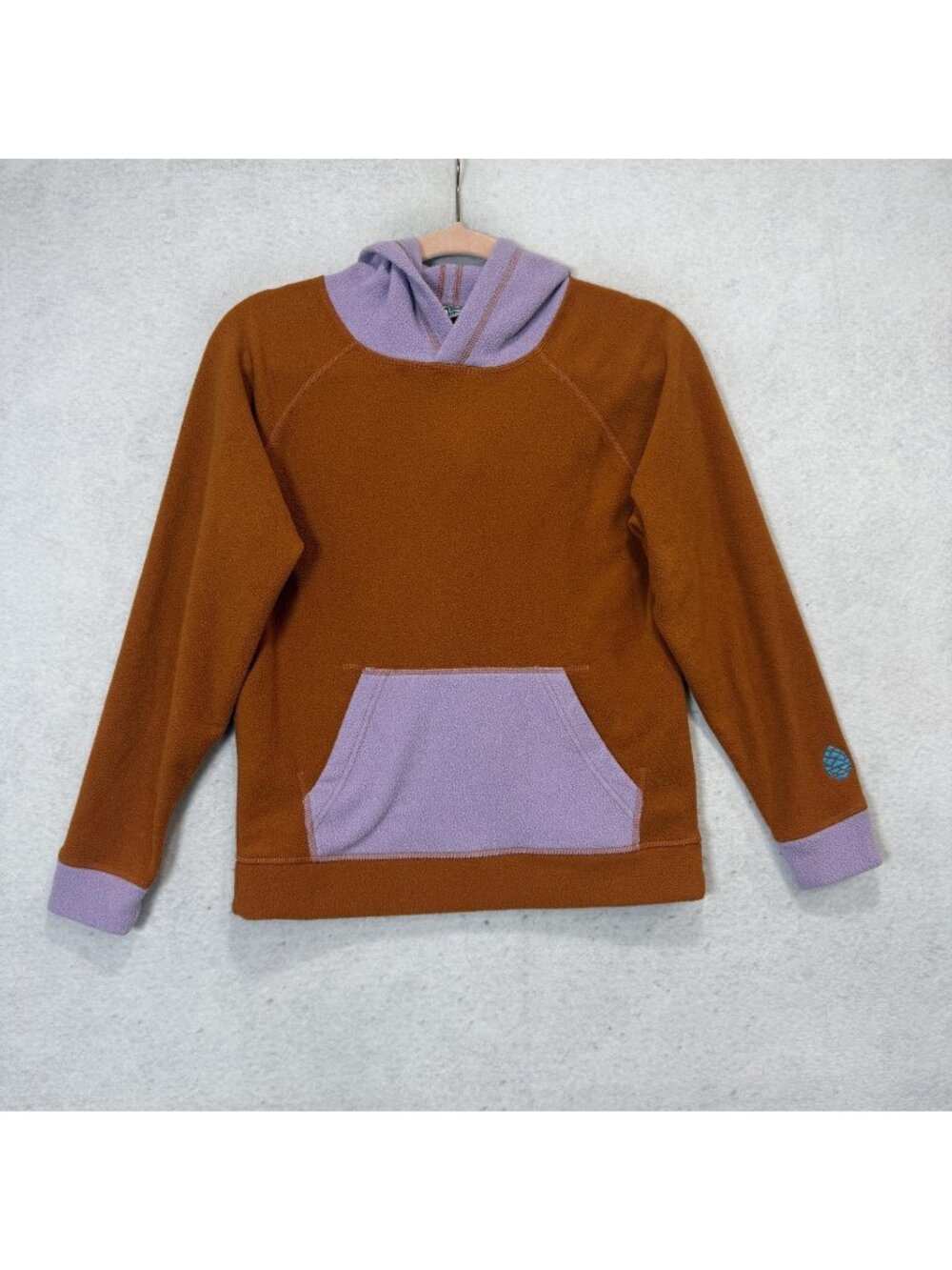 Stio Hoodie Kids 12 Brown Purple Fleece V Neck Colorblock Unisex Pullover